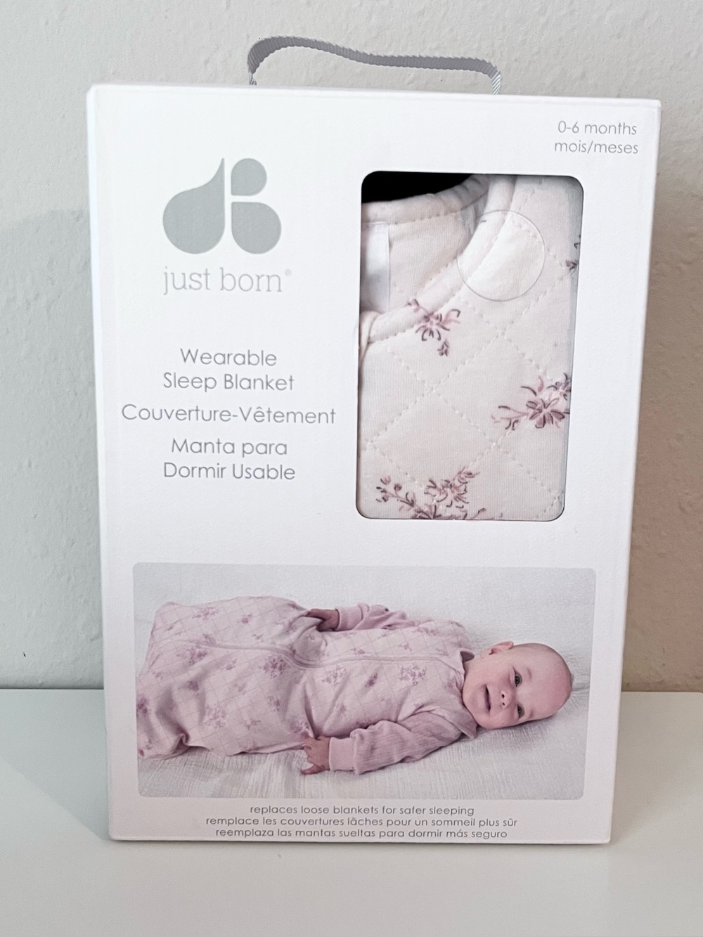 Just Born Baby Wearable Blanket Floral Pink NWT Sleeveless Sleep Sack Gift Baby